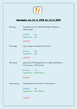 Speiseplan 10.11. - 13.11.2025 Speiseplan 10.11. - 13.11.2025