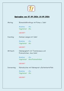 Speiseplan vom 07.09.2026-10.09.2026 Speiseplan vom 07.09.2026-10.09.2026
